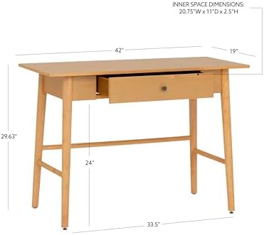 Linon Melissa Natural Wooden One Drawer Writing Desk