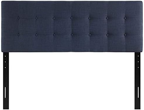 Modway Emily Tufted Button Linen Fabric Upholstered King Headboard in Navy