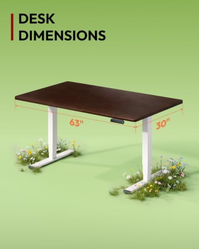 SANODESK Solid Rubberwood Standing Desk Dual Motor 63"x30" Walnut/White