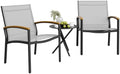 Shintenchi 3 Pieces Patio Bistro Sets, Outdoor Textilene Fabric Conversation Bistro Set, Textilene Fabric Front Porch Chairs Small Patio Furniture Set with Table for Lawn,Garden,Balcony (Grey)