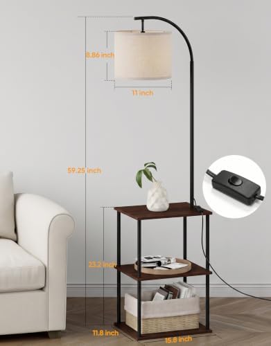 Floor Lamp with Table 2-Pack, Nightstands End Side Table for Living Room