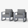 LayinSun Outdoor Patio Aluminum Chair, Metal Modern Armchair Set of 2 with Washable Thick Cushions