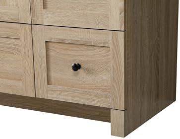 42" Pre-Assembled Bathroom Vanity with Sink, MDF Engineered Wood, Ivory White Engineered Marble Countertop Attached, Single Rectangle Porcelain Sink, 4 Soft-Close Drawers, Mango Wood