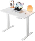 HUANUO 32x19 Inch Small Electric Standing Desk, Adjustable, White