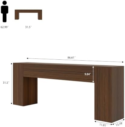 Epecoya 86-Inch Console Table Behind Couch Mid Century, Walnut Brown