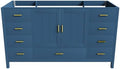 Montary 60" Modern Bathroom Vanity Base Cabinet, Solid Wood Construction | Soft-Close Double Doors & 9 Full-Extension Drawers(Basin & Top Not Included),Blue