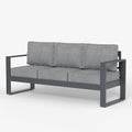 LayinSun Outdoor Patio Aluminum Sofa, Metal Modern 3-Seat Couch with Washable Thick Cushions