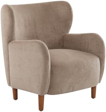 Christopher Knight Home Dolly Mid-Century Modern Velvet Upholstered Wingback Club Chair, Living Room Lounge Chair for Relaxation, Reading Armchair, Solid Wood Living Room Accent Chair, Camel+Brown