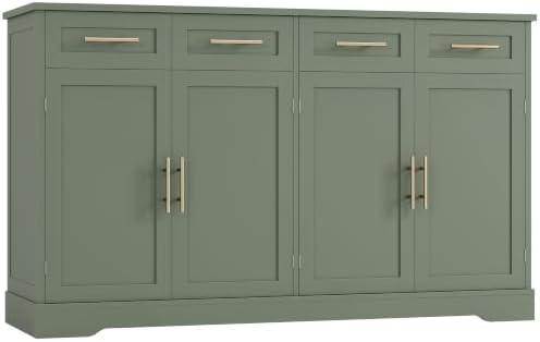 HOSTACK Sideboard Buffet Cabinet with Storage, Kitchen Cabinet, Green/Gold