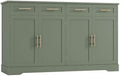 HOSTACK Sideboard Buffet Cabinet with Storage, Kitchen Cabinet, Green/Gold