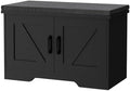 HOMSHO Farmhouse Shoe Storage Bench with 2 Barn Doors & Padded Seat Cushion