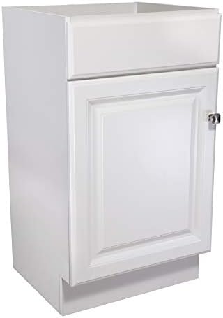 Design House 597112 Wyndham 18 Inch Unassembled 1-Door Bathroom Vanity without Top, White | , Freestanding, Traditional, Wood, Bath, 597112