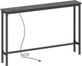 SUPERJARE 39.4 inch Narrow Behind Couch Table with Charging Stations