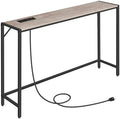 MAHANCRIS Console Table, Narrow Sofa Table, 43.7” Entrance Table with Power Station, Behind Couch Table, Simple Style, for Living Room, Hallway, Entryway, Foyer, Greige and Black CTHG112E01
