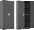 Steeloong 60"Metal Pantry Storage Cabinet with Doors & 3 Adjustable Shelves | Kitchen Pantry Cabinet,Black Kitchen Cabinet with 2 Gold Handles,Tall Cabinet for Livingroom,Pantry, Bathroom,Kitchen