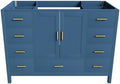Montary 48" Modern Bathroom Vanity Base Cabinet, Solid Wood Construction, | Soft-Close Double Doors & 9 Full-Extension Drawers(Basin & Top Not Included),Blue