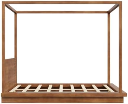 Queen Size Canopy Bed with Headboard (Brown)