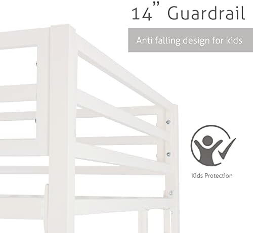 SHA CERLIN Bunk Bed Twin Over Twin Size with Ladder and Guardrail,White