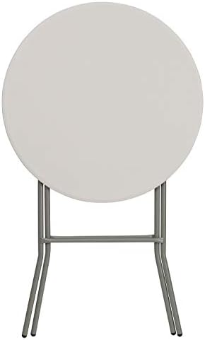 Flash Furniture 2.63 ft Plastic Round Folding Bar Table, Granite White