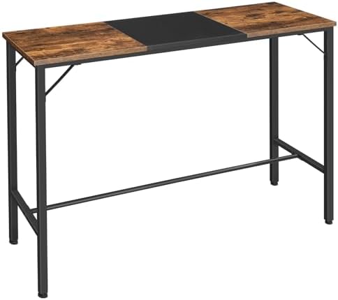 HOOBRO Bar Table, 47.1" Rectangular Pub Table, Tall Counter Height, Long Bar Height Table for Small Space, Sturdy and Durable, Easy to Assmble, Rustic Brown BF12BT01