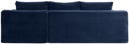 95-Inch U-Shaped Right Facing Corner Compressed Sofa Modular Sectional Boneless Cloud Sofa Floor Foam Couch W/Chaise Lounge & Ottoman, Corduroy Corner Boneless Cloud Couch