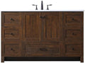 54" Pre-Assembled Bathroom Vanity with Sink, Engineered Wood, Ivory White Engineered Marble Countertop Attached, Single Rectangle Porcelain Sink, 7 Soft-Close Drawers, Expresso