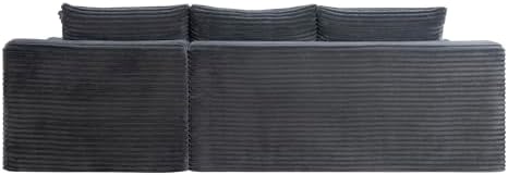 106-Inch Oversized U-Shaped Right Facing Corner Compressed Sofa Modular Boneless Cloud Sectional Sofa Floor Foam Couch W/Chaise & Ottoman, Corduroy Corner Boneless Cloud Couch