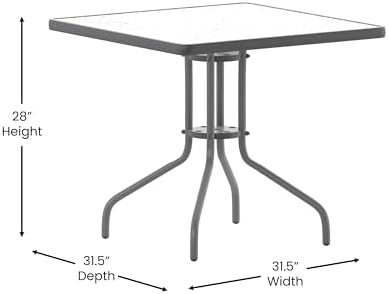 Flash Furniture 31.5 in Square Table, Silver