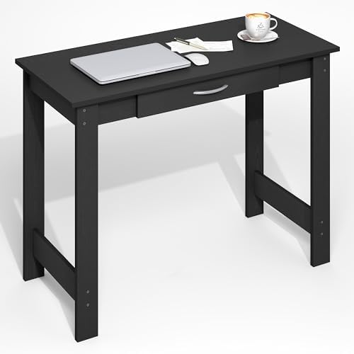 Furinno Jaya Desk, 39.2 Wide Computer Desk with Drawer, Darkwood