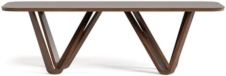 Furniture of America Nazaen I 94.5" Mid-Century Modern Solid Wood Live Edge Dining Table with Steel Support, Walnut Finish, Seats 6–8