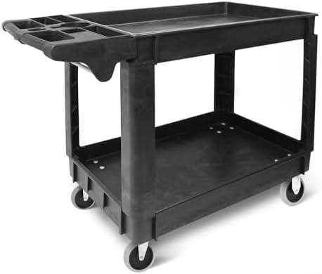 MaxWorks 50993 500-lb Utility Service PP Cart with Two Trays and Wheels 40 inch x 17 inch Overall Dimensions