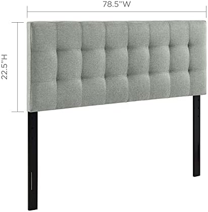 Modway Lily Tufted Linen Fabric Upholstered King Headboard in Gray