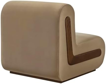 Modway Denby Performance Velvet Accent Chair with Wood Inlay in Taupe