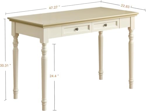 Beige Writing Desks with Drawers, 47" French Country Style