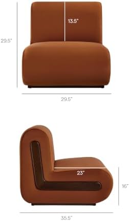 Modway Denby Performance Velvet Accent Chair with Wood Inlay in Rust