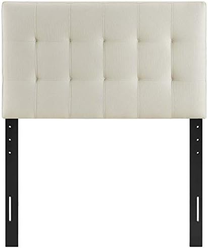 Modway Lily Tufted Linen Fabric Upholstered Twin Headboard in Ivory