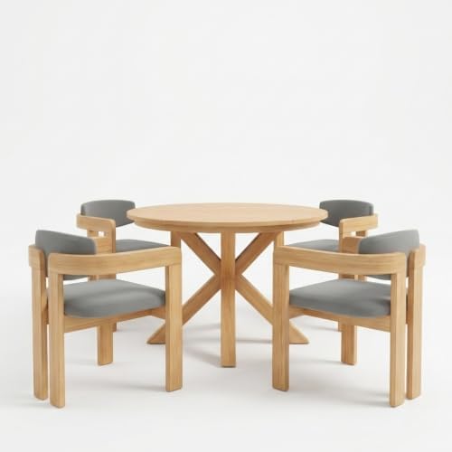 Merax 44.5 Inch Acacia Wood Round Outdoor Dining Table, Wood Finish
