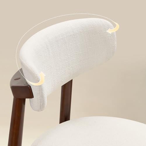 CHUN YI Dining Chairs Set of 4, Wooden Dining Room Chairs with Ergonomic Curved Back, Upholstered Mid Century Modern Kitchen Chairs, Cream