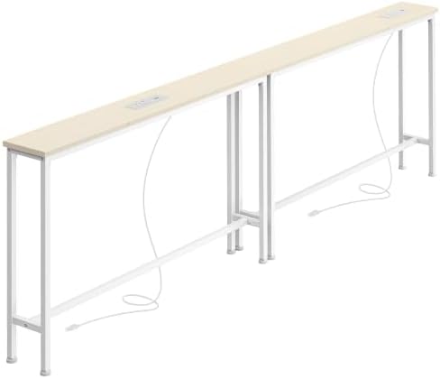 SUPERJARE 78.8 inch Narrow Behind Couch Table with Charging Stations