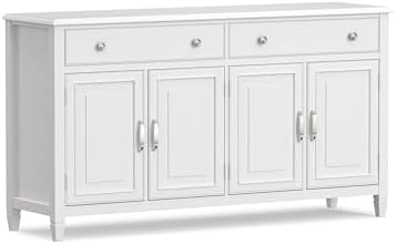 SIMPLIHOME Connaught 67" Wide Solid Wood Sideboard Cabinet in White