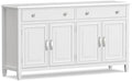 SIMPLIHOME Connaught 67" Wide Solid Wood Sideboard Cabinet in White