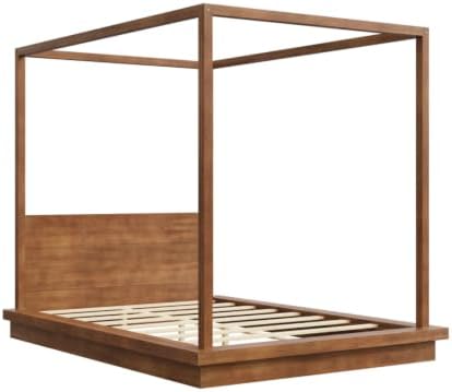 Queen Size Canopy Bed with Headboard (Brown)
