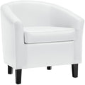 Yaheetech Accent Chairs, Faux Leather Barrel Armchairs White