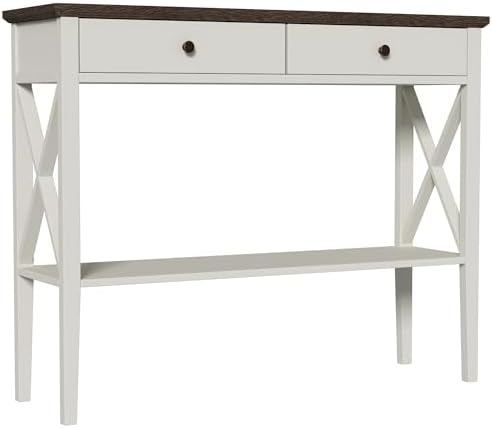 ChooChoo 39" Farmhouse Entryway Table with Drawers and Storage Shelf