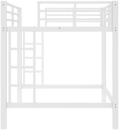 Bellemave Full Size Metal Loft Bed Frame with 2 Ladders, High Guardrail & Sturdy Iron Construction, Space-Saving Adult Loft Bed for Dorms, Safe for Kids, Teens, No Box Spring Needed, White