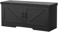 HOMSHO Farmhouse Shoe Storage Bench with 2 Barn Doors & Padded Seat Cushion