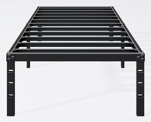 Hafenpo 18 Inch Twin Bed Frame, Under Bed Storage, Black