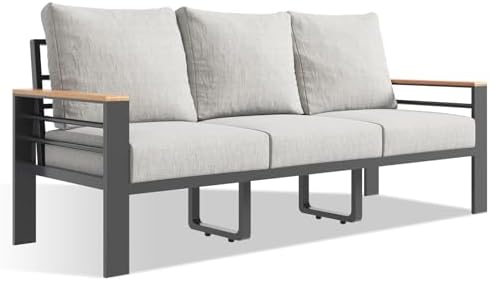 Aoxun Aluminum Patio Furniture Set 3 Seats, Oversized Outdoor Sectional with Washable Thick Cushions,Patio Conversation Sets for Porch, Balcony, Deck