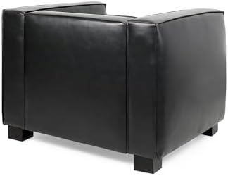 Christopher Knight Home Goyette Contemporary Faux Leather Club Chair, Midnight Black and Dark Walnut