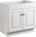 Design House Wyndham Bath Vanity Without Top, 2 Cabinet Doors, for 25-in. x 19-in. Vanity Top, Flush to Floor, Easy Assembly, for Bathroom, White, 18.0 in. L x 24.0 in. W x 31.5 in. H, 597120 | , Freestanding, Traditional, Wood, Bath, 597120